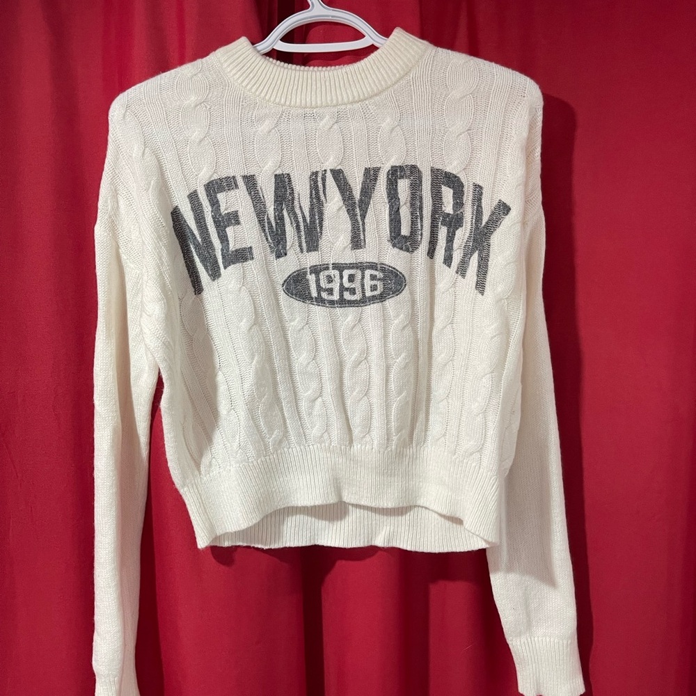 Divided Cream Cable Knit Sweater - New York 1996